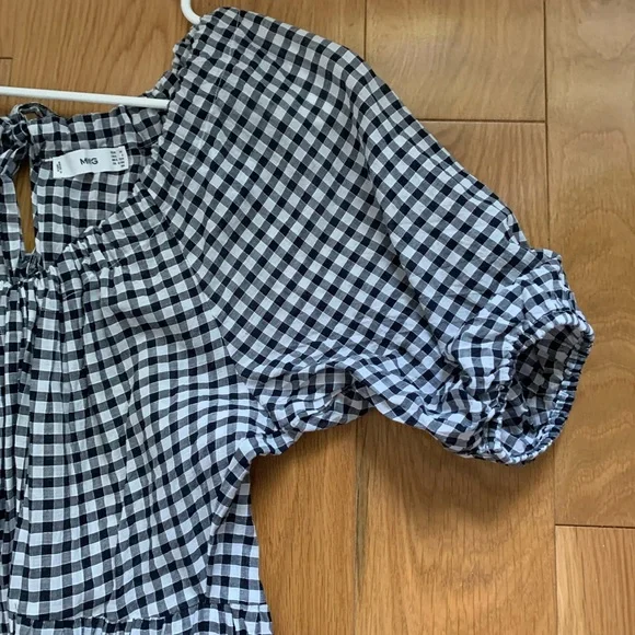 MNG by Mango Gingham Back Tie Dress - Size 2 - Picture 5 of 8